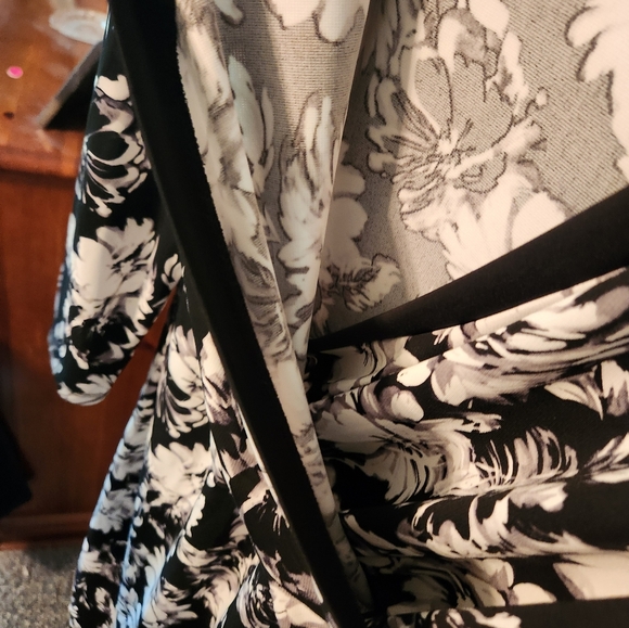 The Limited Black Floral Wrap Dress with White Blooms - Picture 2 of 5